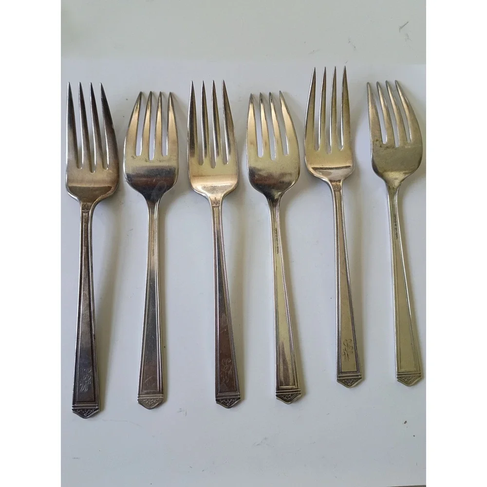 Vintage 1847 Rogers Bros Adoration Silverplate Forks Set of 6 Dinner Salad 1939